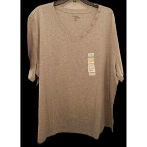 Carol Bay Brand Woman's 3X Gray V-Neck S/Sleeve 100% Cotton Top Pullover Tee NWT